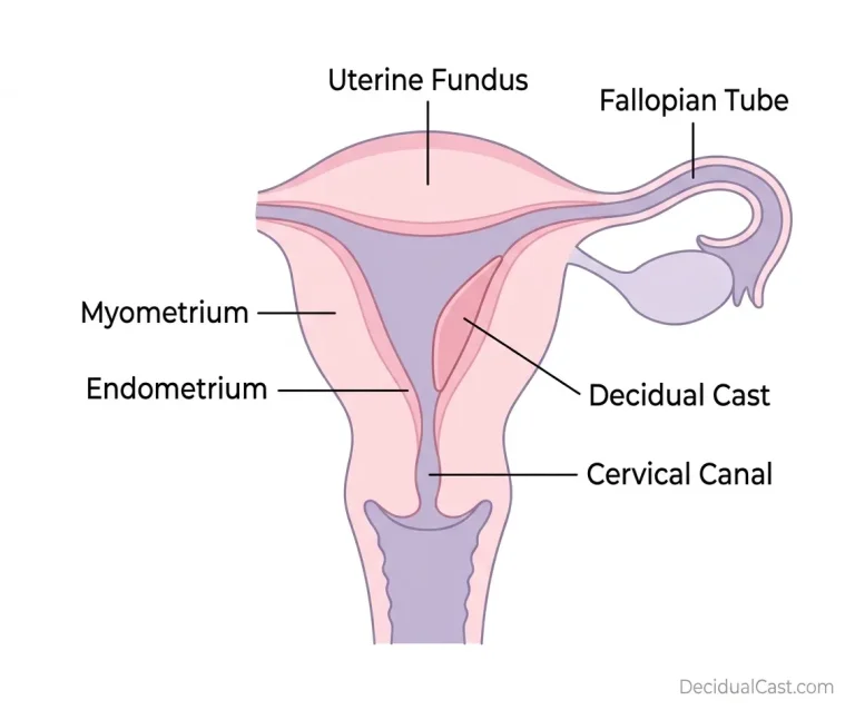 decidual cast perimenopause uterus diagram showing uterine lining shedding