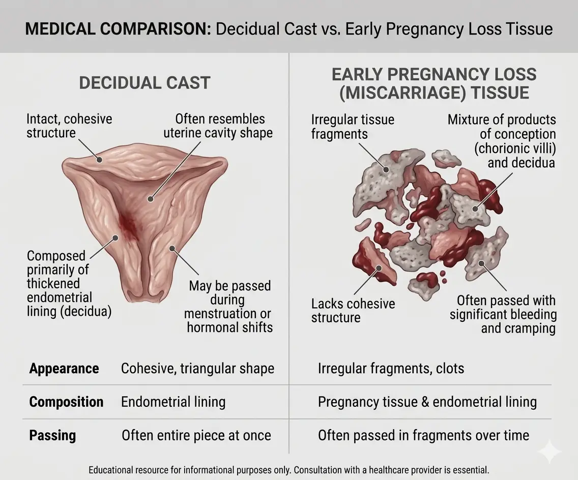 Decidual cast size comparison hand