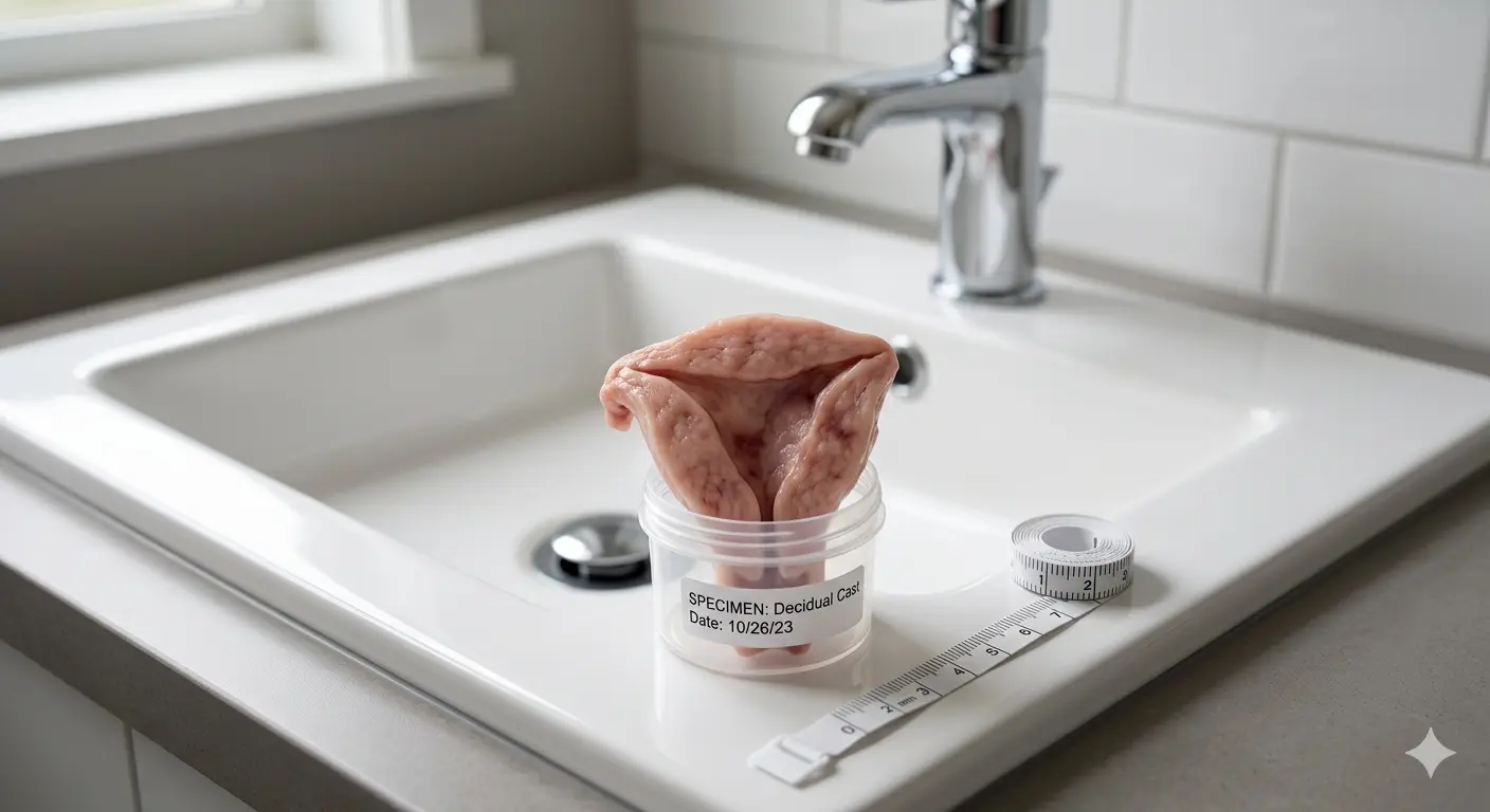 Uterus with decidual cast illustration