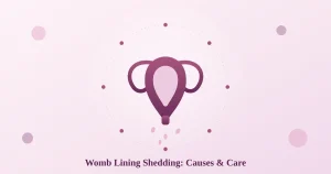 Illustration of a uterus with a surrounding cycle ring, representing womb lining shedding during the menstrual cycle
