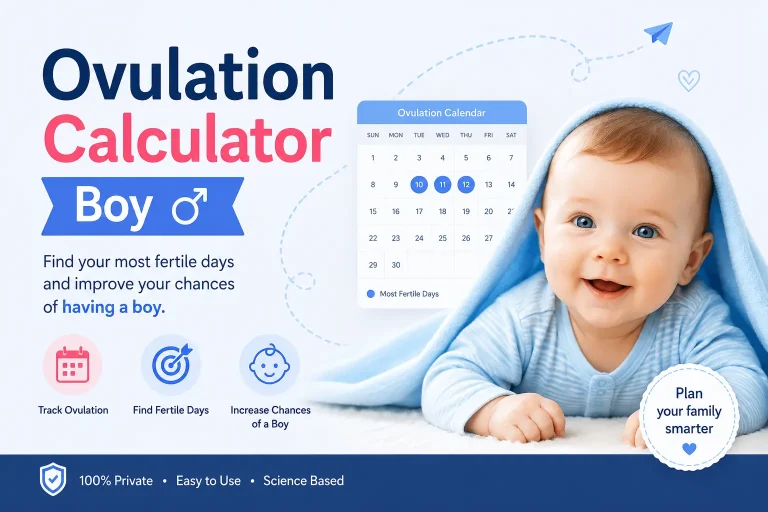Ovulation Calculator Boy showing fertile days on an ovulation calendar