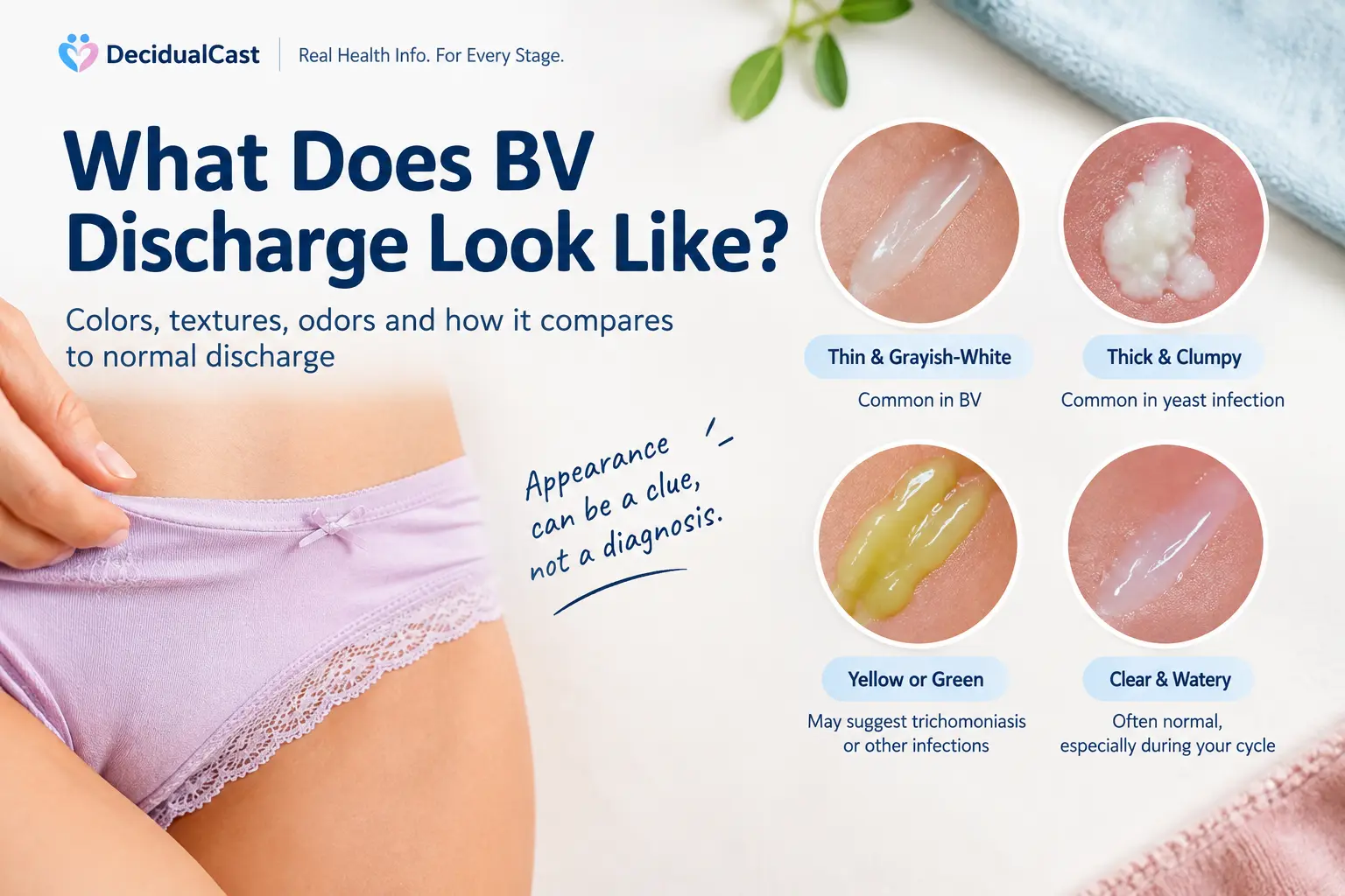 Woman experiencing yeast infection discharge symptoms