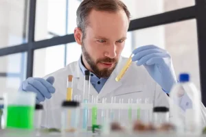 Scientific illustration of peptide molecules for laboratory research